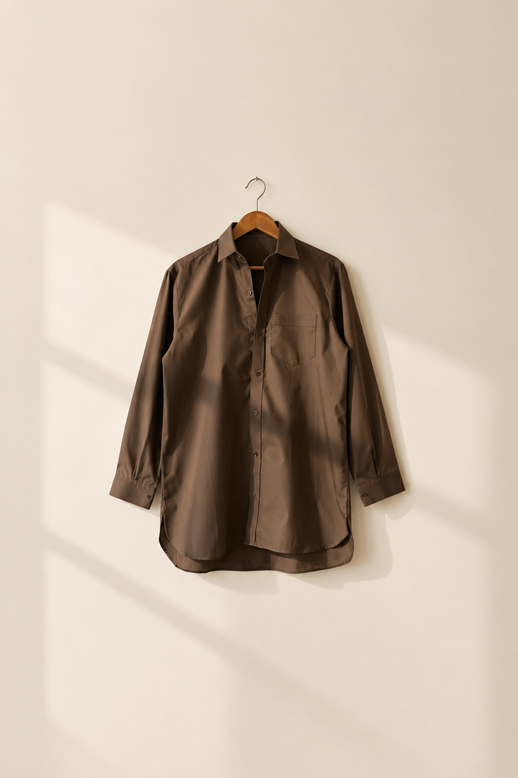 Coffee Brown Oversized Button-Down Shirt