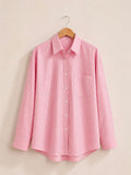 Pink striped oversized button down shirt