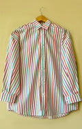 Multi striped oversized button-down shirt