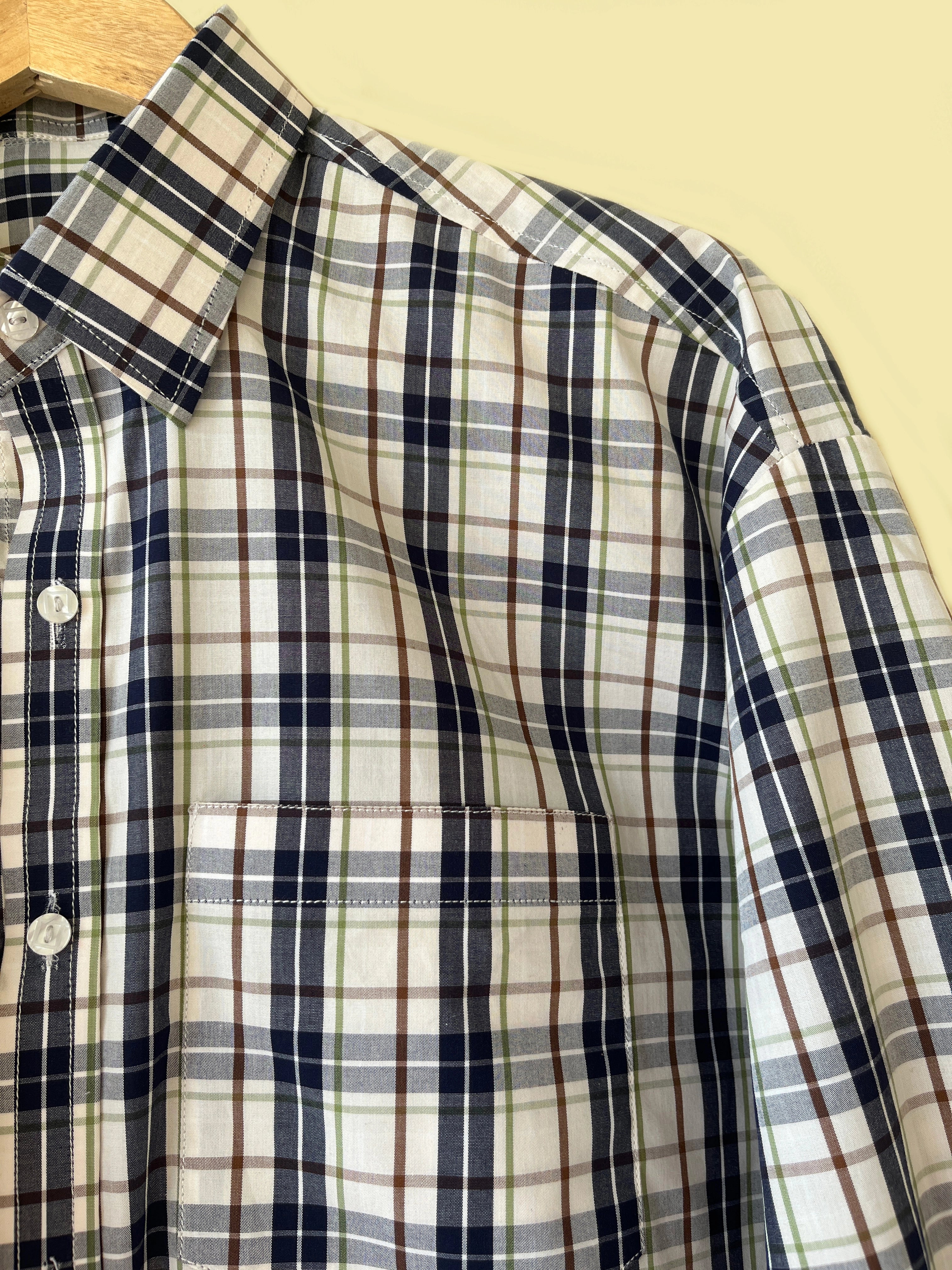 Blue check oversized button down shirt