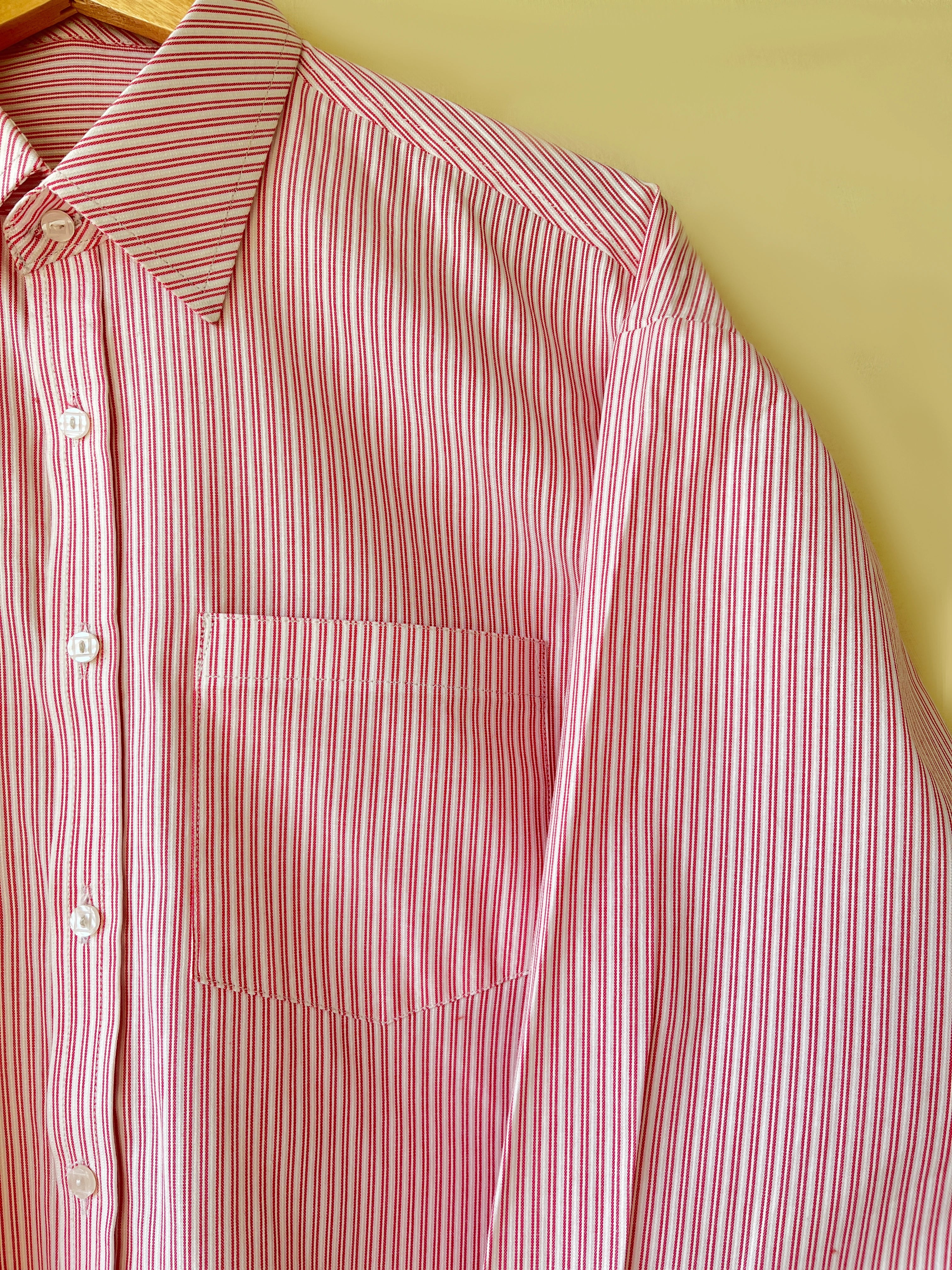 Pink striped oversized button down shirt
