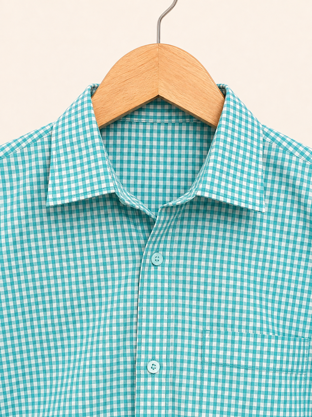 Aqua Gingham Oversized Button-Down Shirt