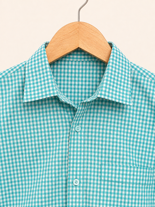 Aqua Gingham Oversized Button-Down Shirt
