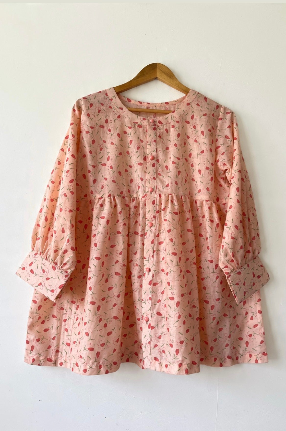 Peach Floral Button Down Peplum