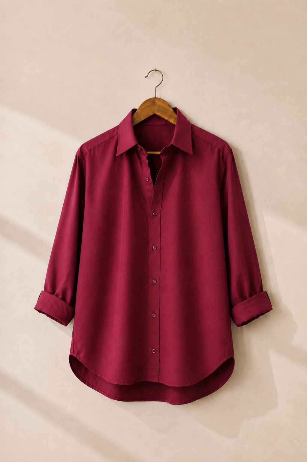 Burgundy Oversized Button-Down Shirt
