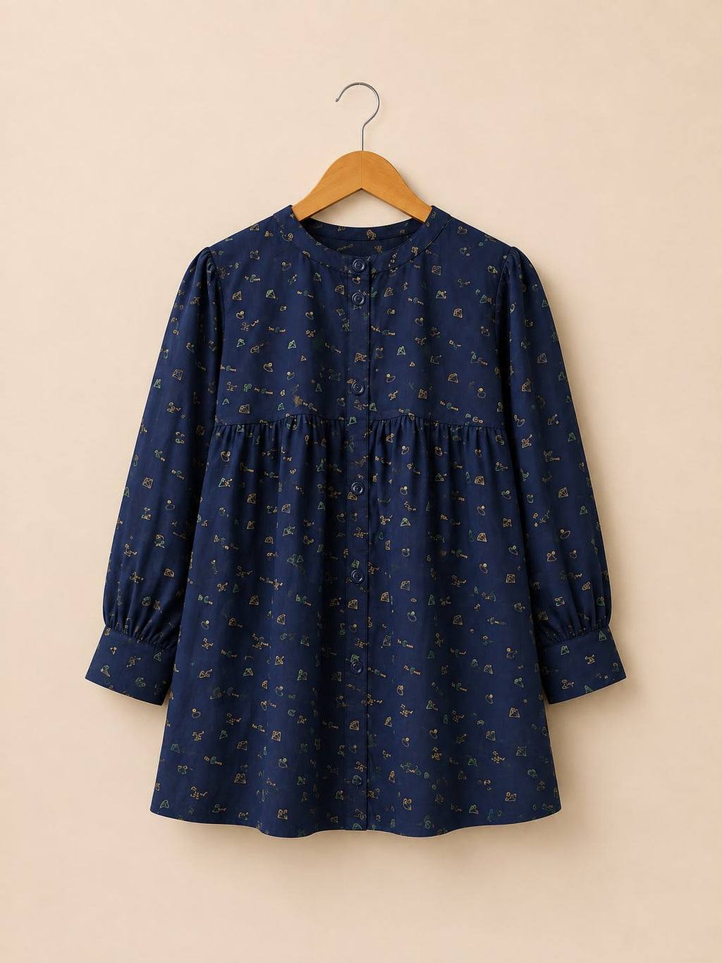 Midnight Doodle Button Down Peplum