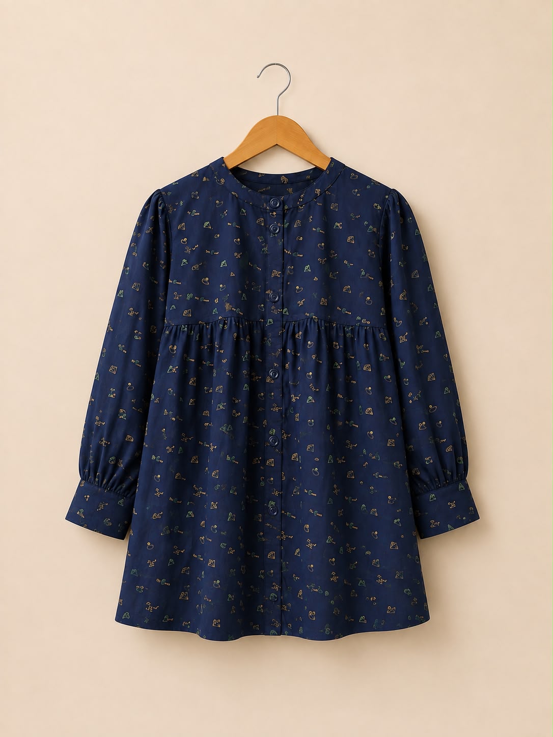 Midnight Doodle Button Down Peplum
