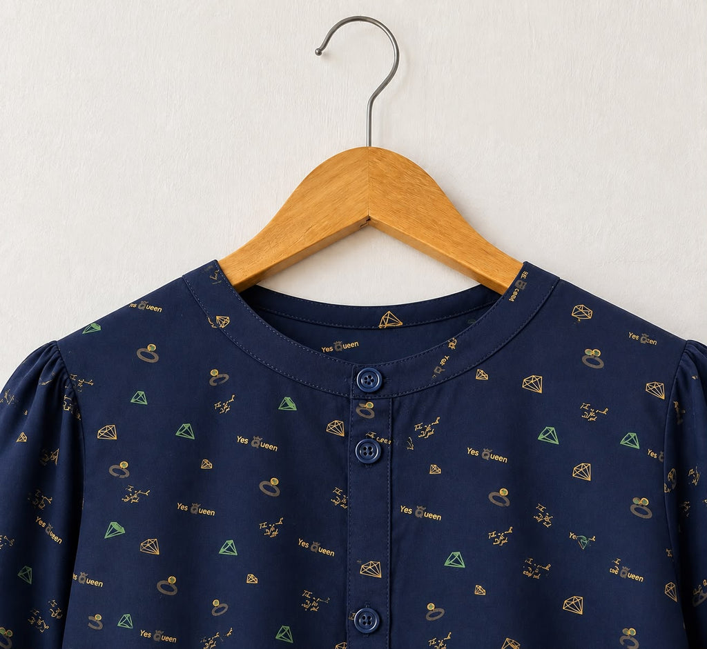 Midnight Doodle Button Down Peplum