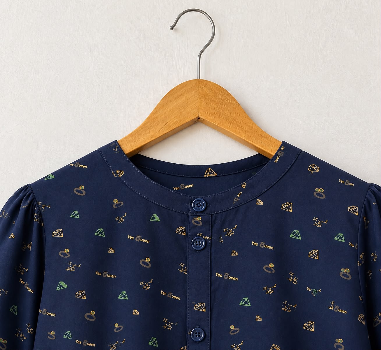 Midnight Doodle Button Down Peplum