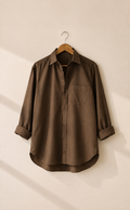 Dark chocolate Brown Oversized Button-Down Shirt